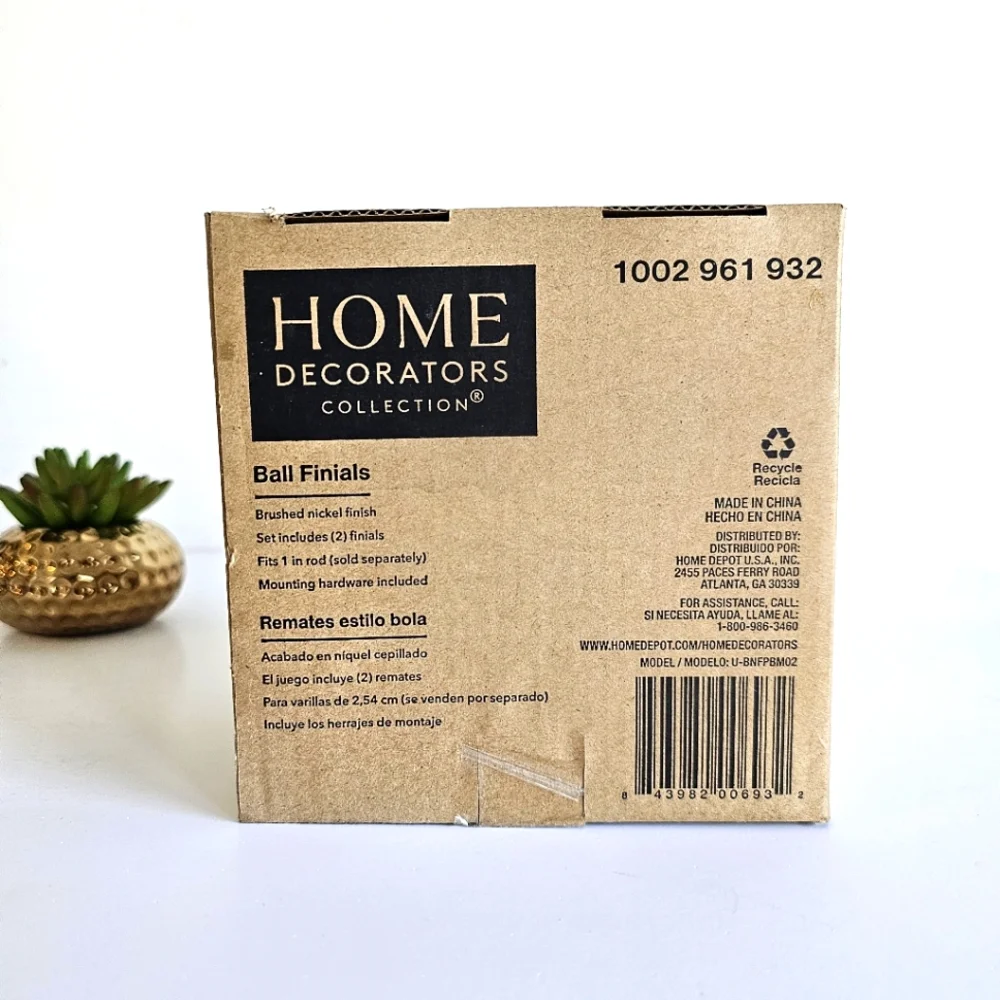 Home Decorators Collection 1 in. Ball Finials In Brushed Nickel Finish, 1 pack